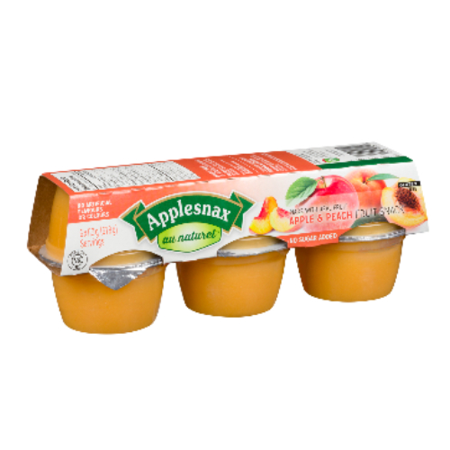 Applesnax Unsweetened Peach/ Apple Sauce Cups 72/case |
